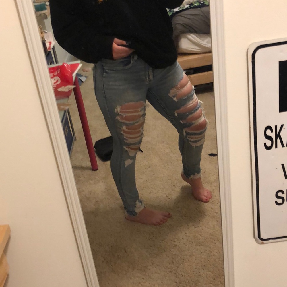 American eagle light wash super stretch jeans